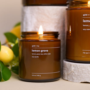Lemon grove by gold + ivy, scented candle detail photo 7