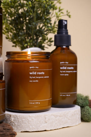 Wild roots by gold + ivy, scented candle detail photo 3