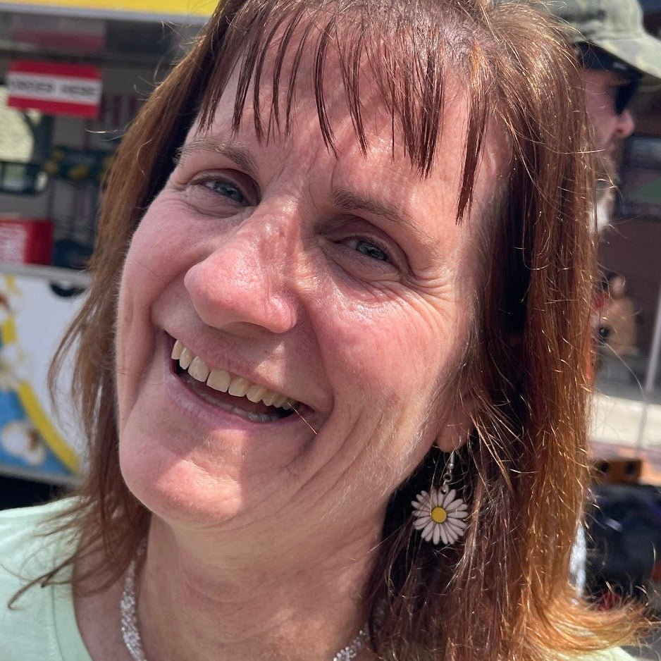 Daisy Wooden Earrings | Floral Garden Jewelry by Cate's Concepts, LLC, handmade jewelry detail photo 2