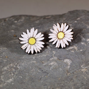 Daisy Wooden Earrings | Floral Garden Jewelry by Cate's Concepts, LLC, handmade jewelry detail photo 3