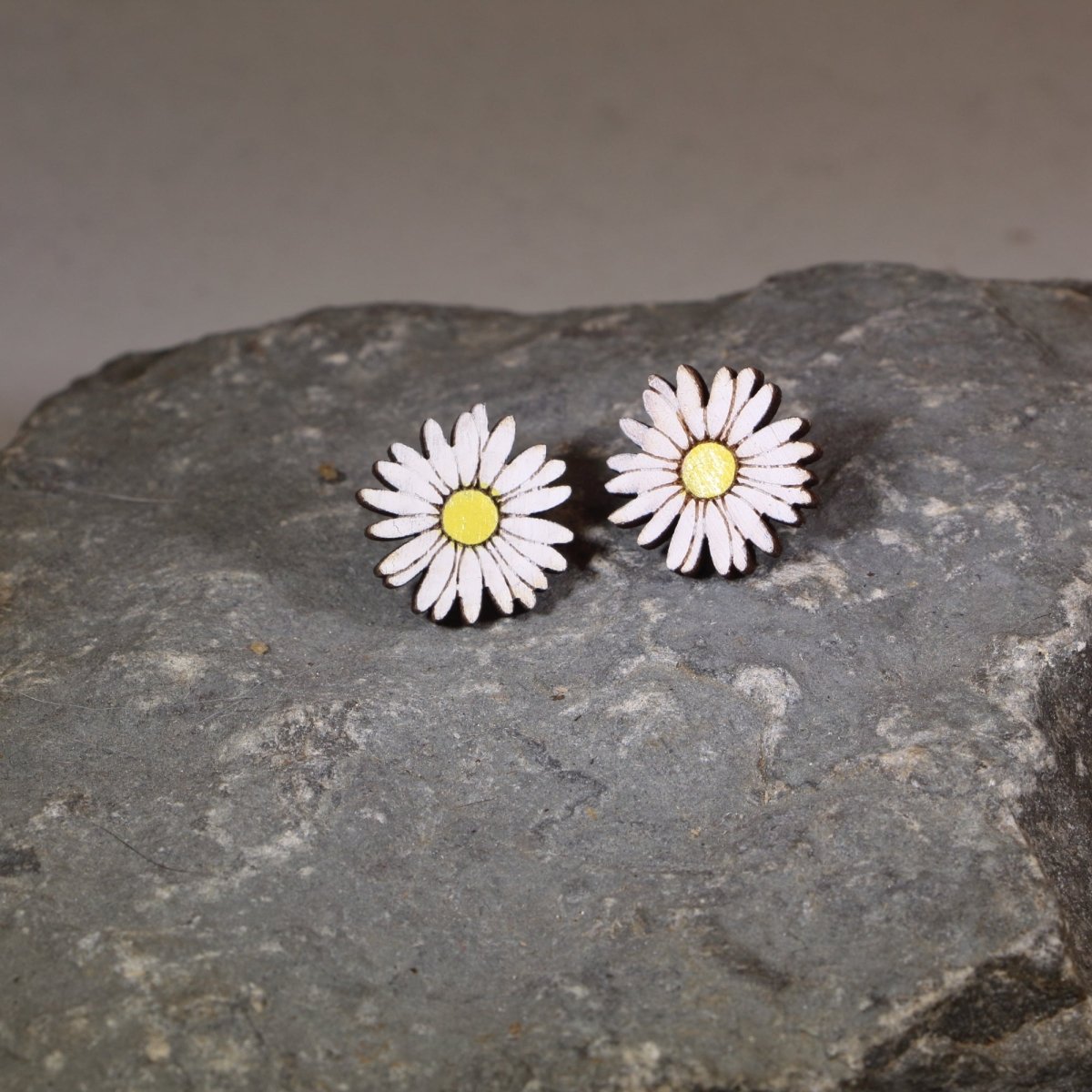 Daisy Wooden Earrings | Floral Garden Jewelry by Cate's Concepts, LLC, handmade jewelry detail photo 4