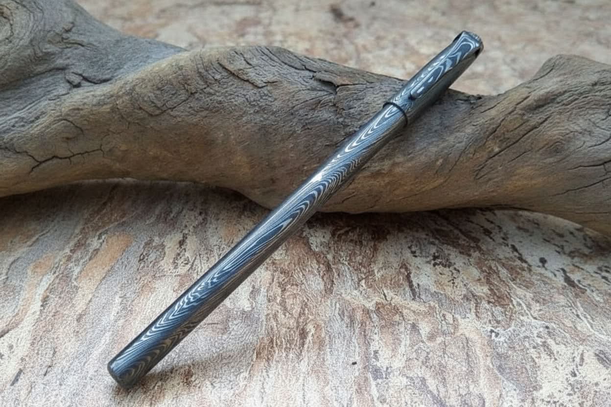 Damascus Knife Handmade - 06'' Damascus steel Ball point DE-0084 by JW SteelCrafts, Damascus knife detail photo 3