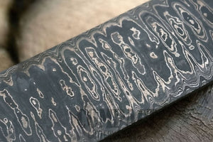 Damascus Steel 15" x 1.75" Blank Billet (Ledder) for Knife Making by JW SteelCrafts, Damascus knife main product photo
