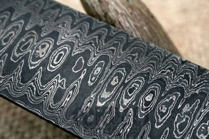 Damascus Steel 15" x 1.75" Blank Billet (Ledder) for Knife Making by JW SteelCrafts, Damascus knife detail photo 2