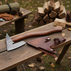 Single-Bit Angular Bearded Axe with Rear Notch by JW SteelCrafts, handmade axe detail photo 2