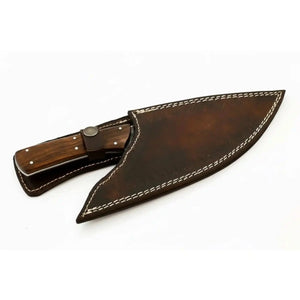 Damascus Steel Mini Cleaver Chef Knife with Rosewood Handle – 10 Inch Overall detail view by JW SteelCrafts