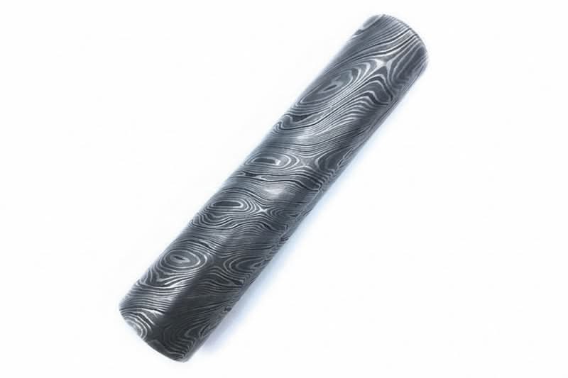 Damascus Steel Round Bar 5.5 Inch Length 32 mm Thick Rod for Ring Making by JW SteelCrafts, handmade jewelry detail photo 3