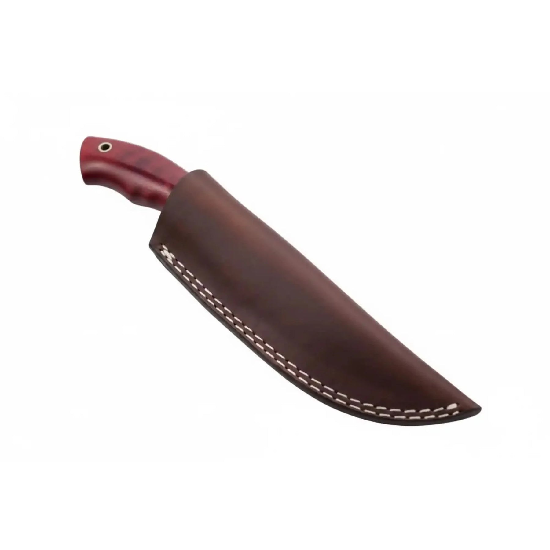 Damascus Trailing Point Skinner Knife with Red Wood Handle – 9 Inch Overall by JW SteelCrafts, Damascus knife detail photo 4