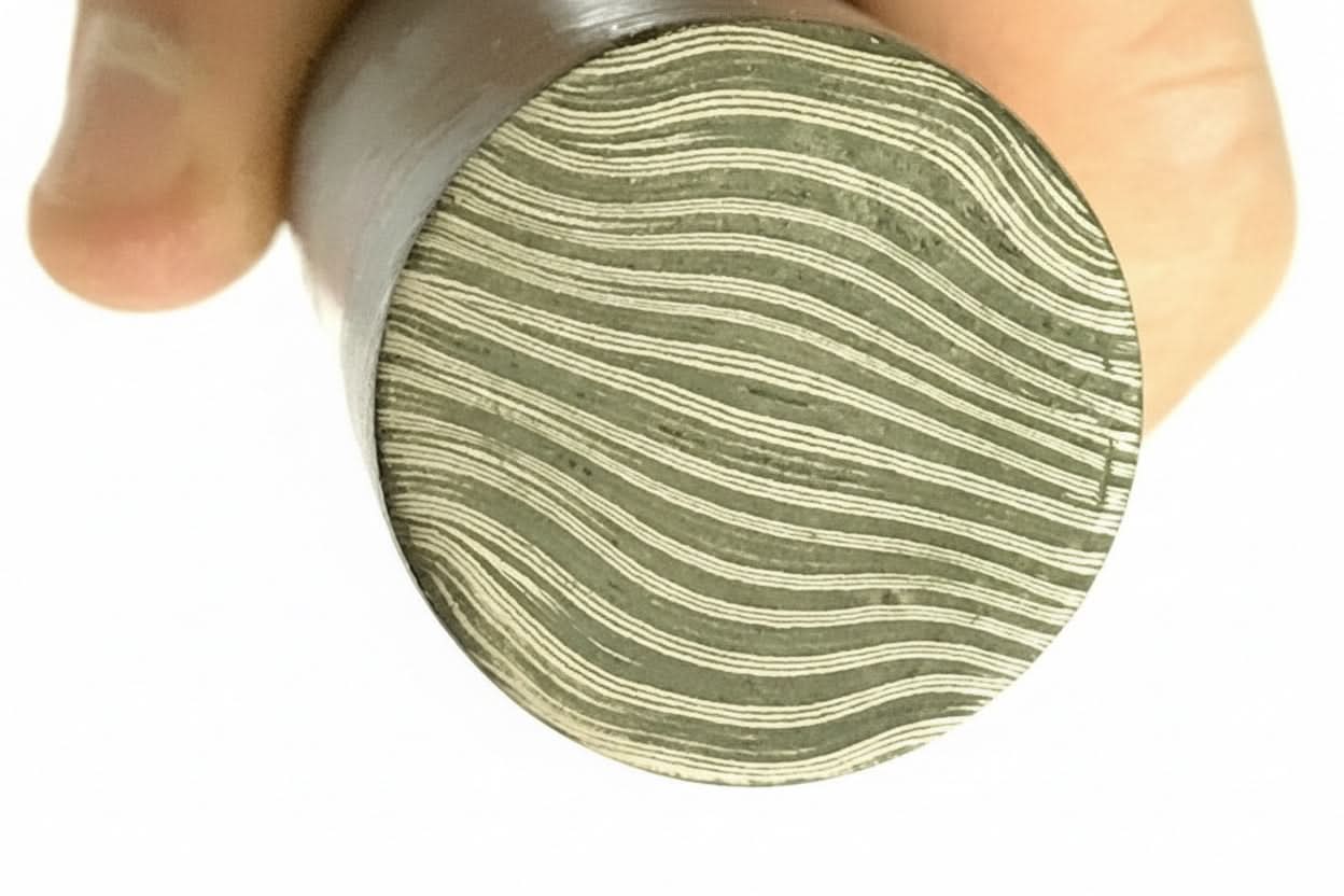 10.5 Inch Twisted Damascus Steel Round Bar 30 mm Billet for Ring and Guard Making by JW SteelCrafts, handmade jewelry detail photo 3
