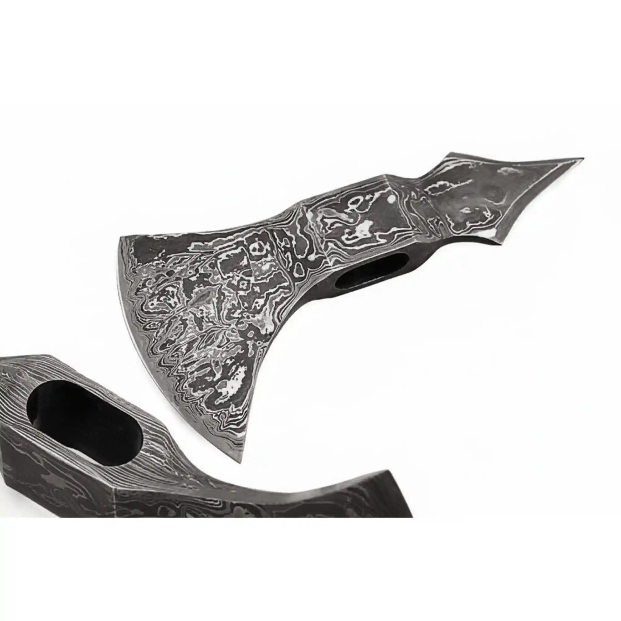 Hand-Forged Damascus Spike Poll Axe Head by JW SteelCrafts, Southern handmade gift main product photo
