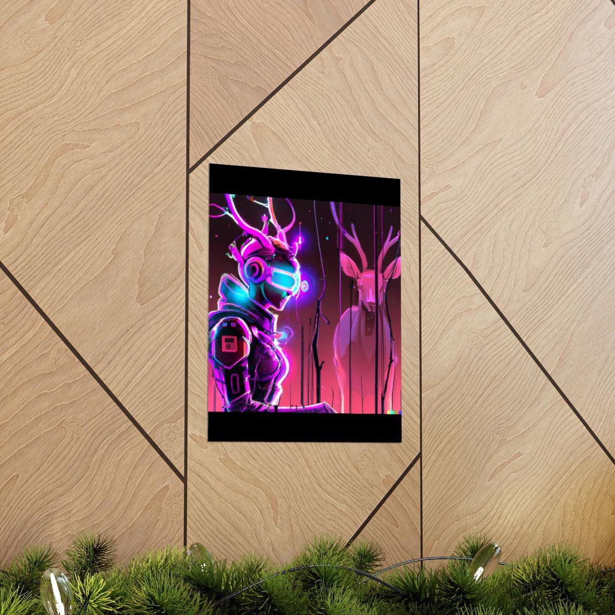 futuristic woman and deer Posters