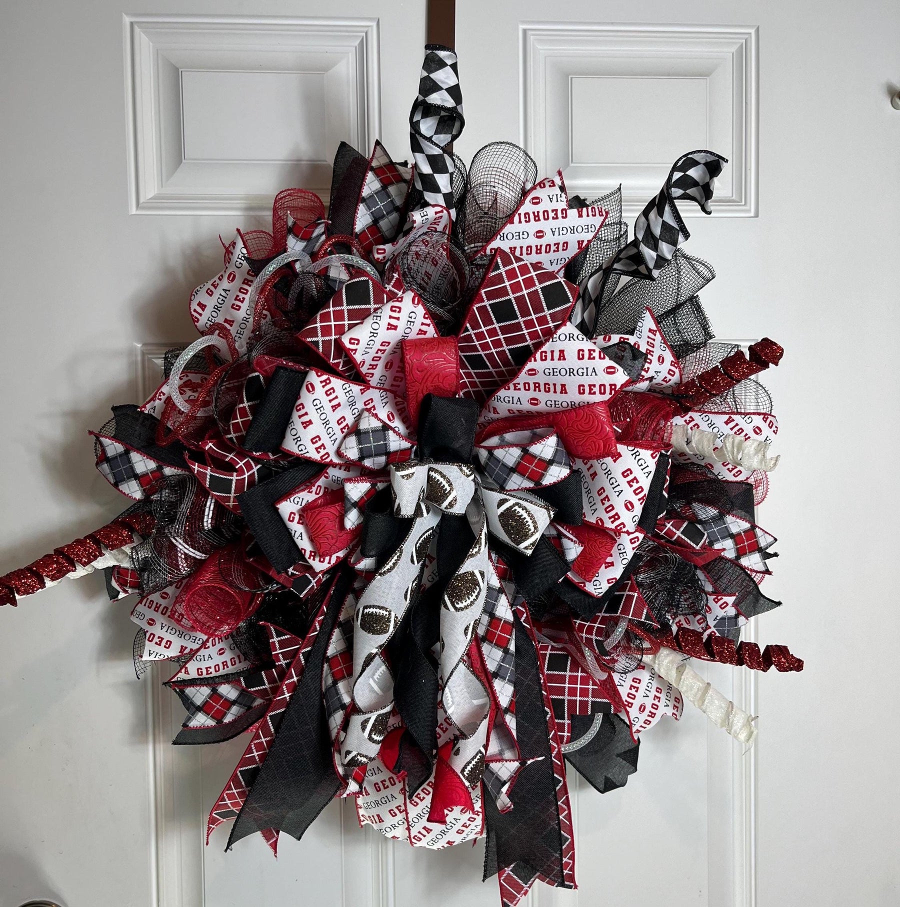 Red & Black Sports Team Wreath | Game Day Door Decor by Bouge Creations, view 4