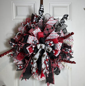Red & Black Sports Team Wreath | Game Day Door Decor by Bouge Creations, view 4