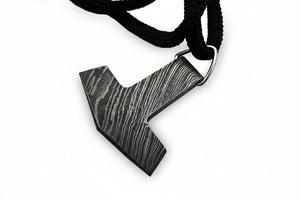 DE-0014 Custom Handmade Damascus steel Viking pendant /Thor Hammer Pendant/Jeweller by JW SteelCrafts, handmade jewelry detail photo 3