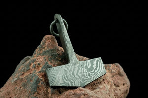 DE-0015 Custom Handmade Damascus steel Viking pendant /Thor Hammer Pendant/Jewellery by JW SteelCrafts, handmade jewelry main product photo
