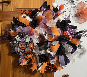Halloween Front Door Wreath | Ghosts, Pumpkins & Bows by Bouge Creations, view 7