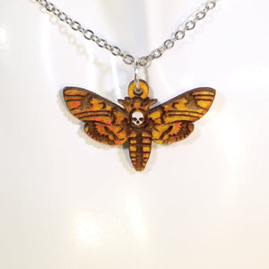 Death Head Hawkmoth Wooden Dangle Earrings | Gothic Insect Jewelry