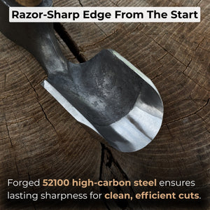 Deep Curved Bowl Adze, 5 cm (1.97 inches) detail view by Sharky Forged Steel Tools