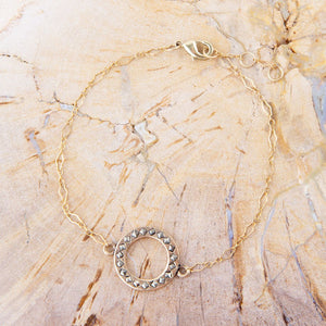 Delicate Stones Line Bronze Bracelet detail view by Barse Jewelry