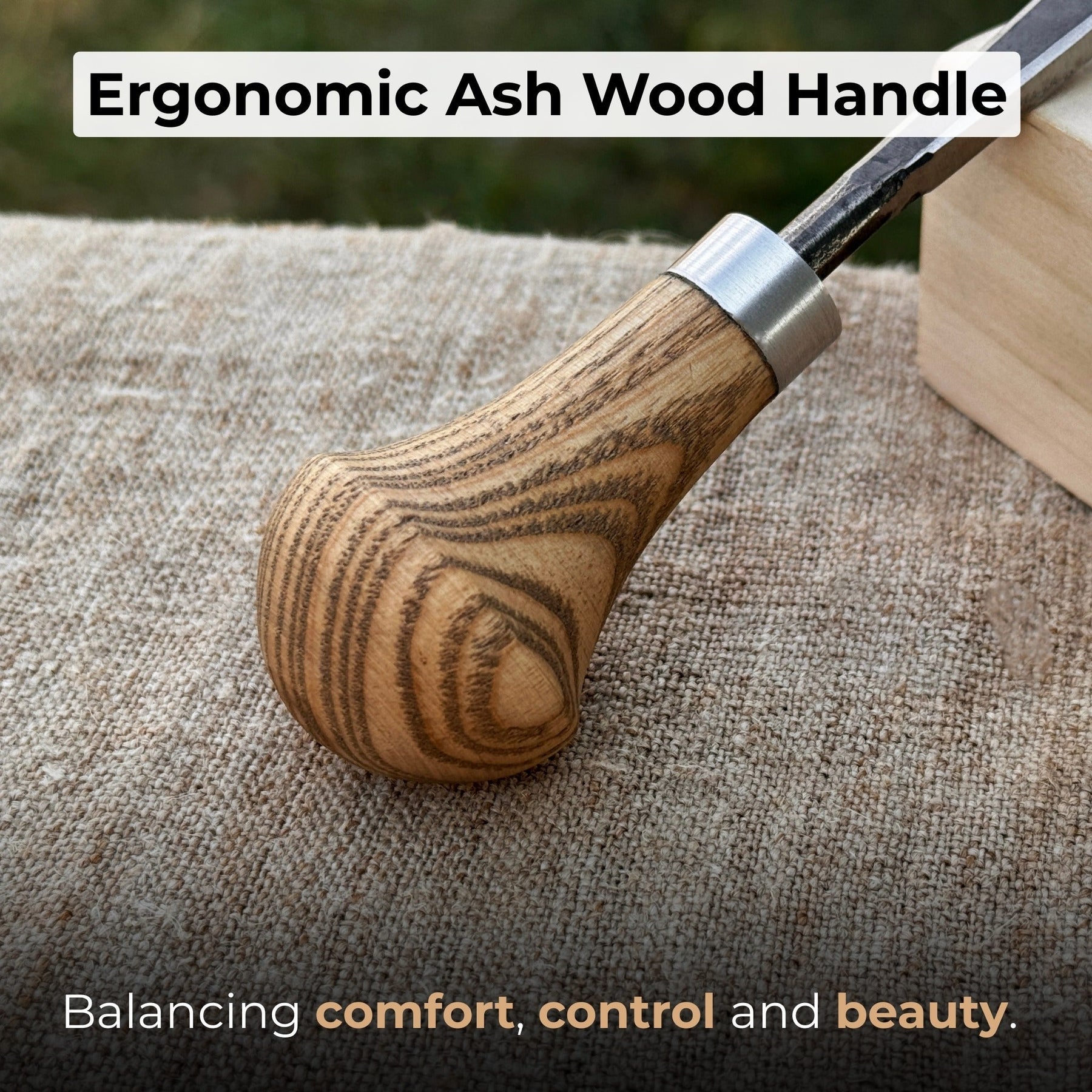 Detail Carving Chisel with Palm Handle, 10 mm (0.39 inches) detail view by Sharky Forged Steel Tools
