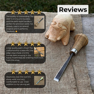 Detail Carving Chisel with Palm Handle, 10 mm (0.39 inches) detail view by Sharky Forged Steel Tools