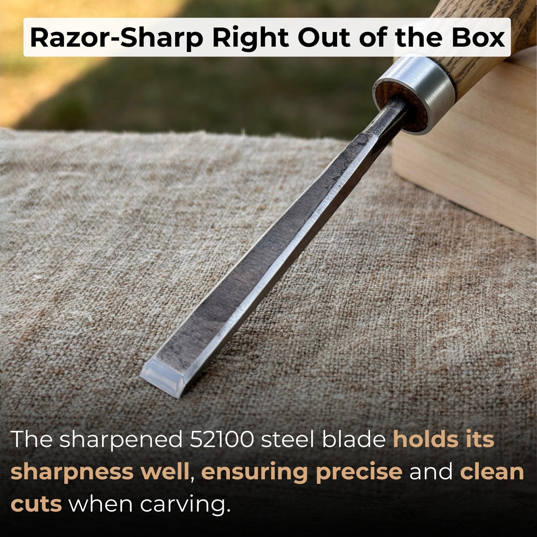 Detail Carving Chisel with Palm Handle, 10 mm (0.39 inches) detail view by Sharky Forged Steel Tools