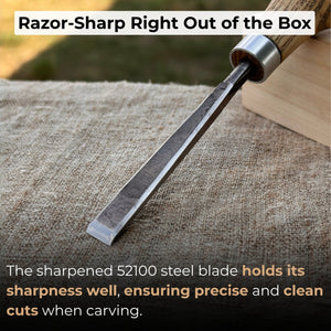 Detail Carving Chisel with Palm Handle, 10 mm (0.39 inches) detail view by Sharky Forged Steel Tools