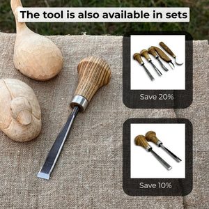 Detail Carving Chisel with Palm Handle, 10 mm (0.39 inches) detail view by Sharky Forged Steel Tools