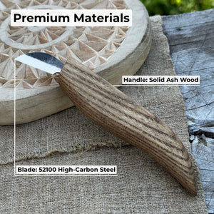 Detail Chip Carving Knife – Blade 3 cm (1.2 inches) detail view by Sharky Forged Steel Tools