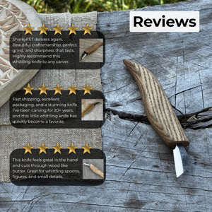 Detail Chip Carving Knife – Blade 3 cm (1.2 inches) detail view by Sharky Forged Steel Tools
