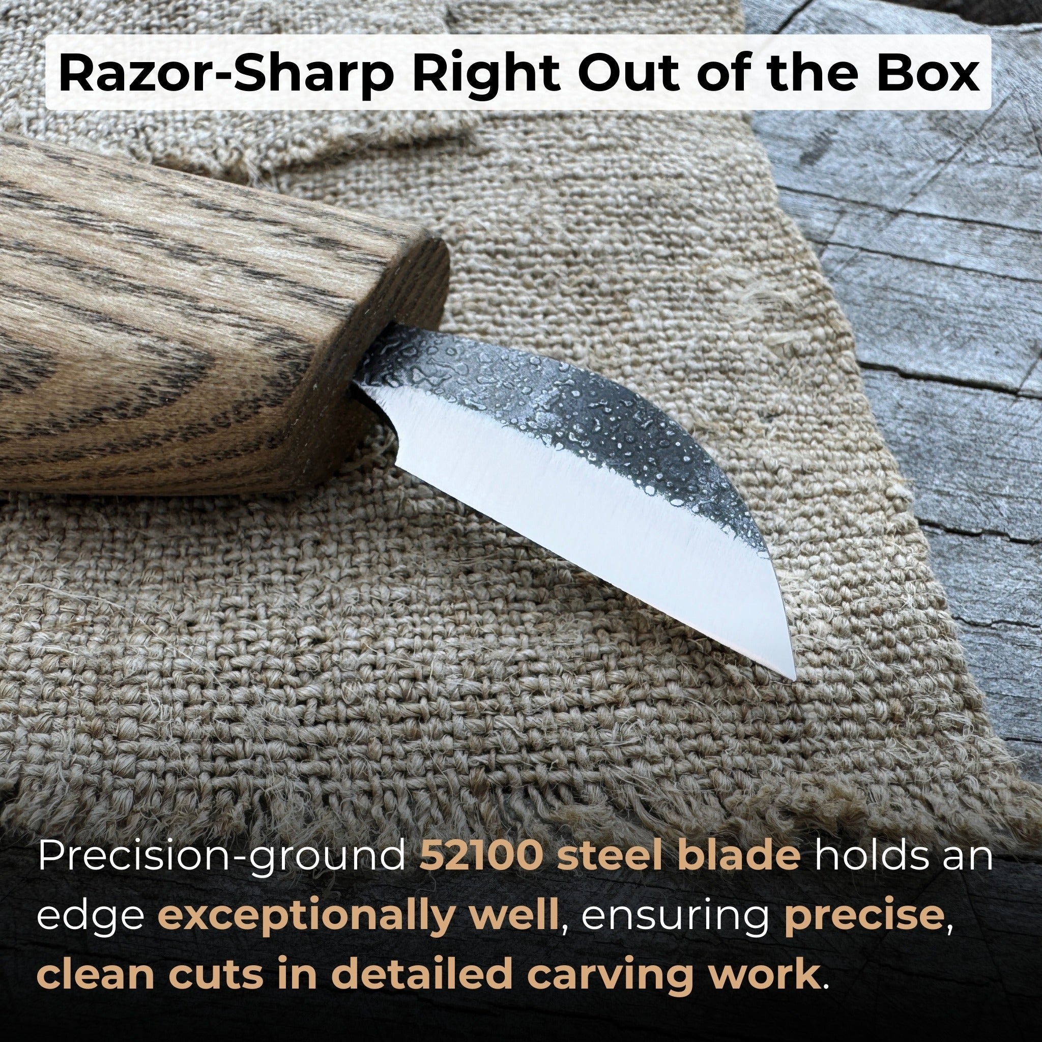 Detail Chip Carving Knife – Blade 3 cm (1.2 inches) detail view by Sharky Forged Steel Tools