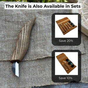 Detail Chip Carving Knife – Blade 3 cm (1.2 inches) detail view by Sharky Forged Steel Tools