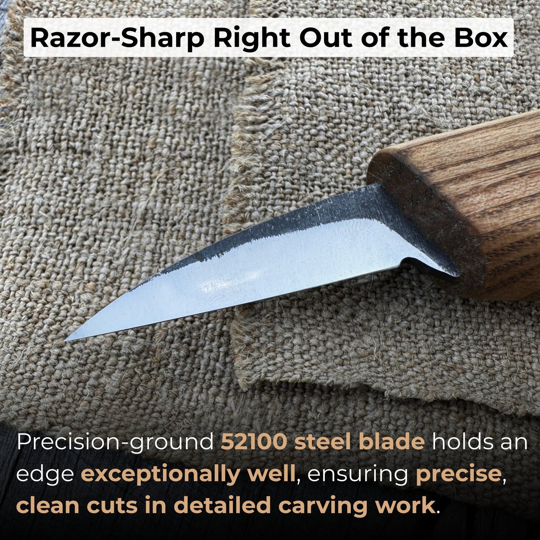 Detail Knife for Wood Carving, 4 cm (1.57 inches) detail view by Sharky Forged Steel Tools