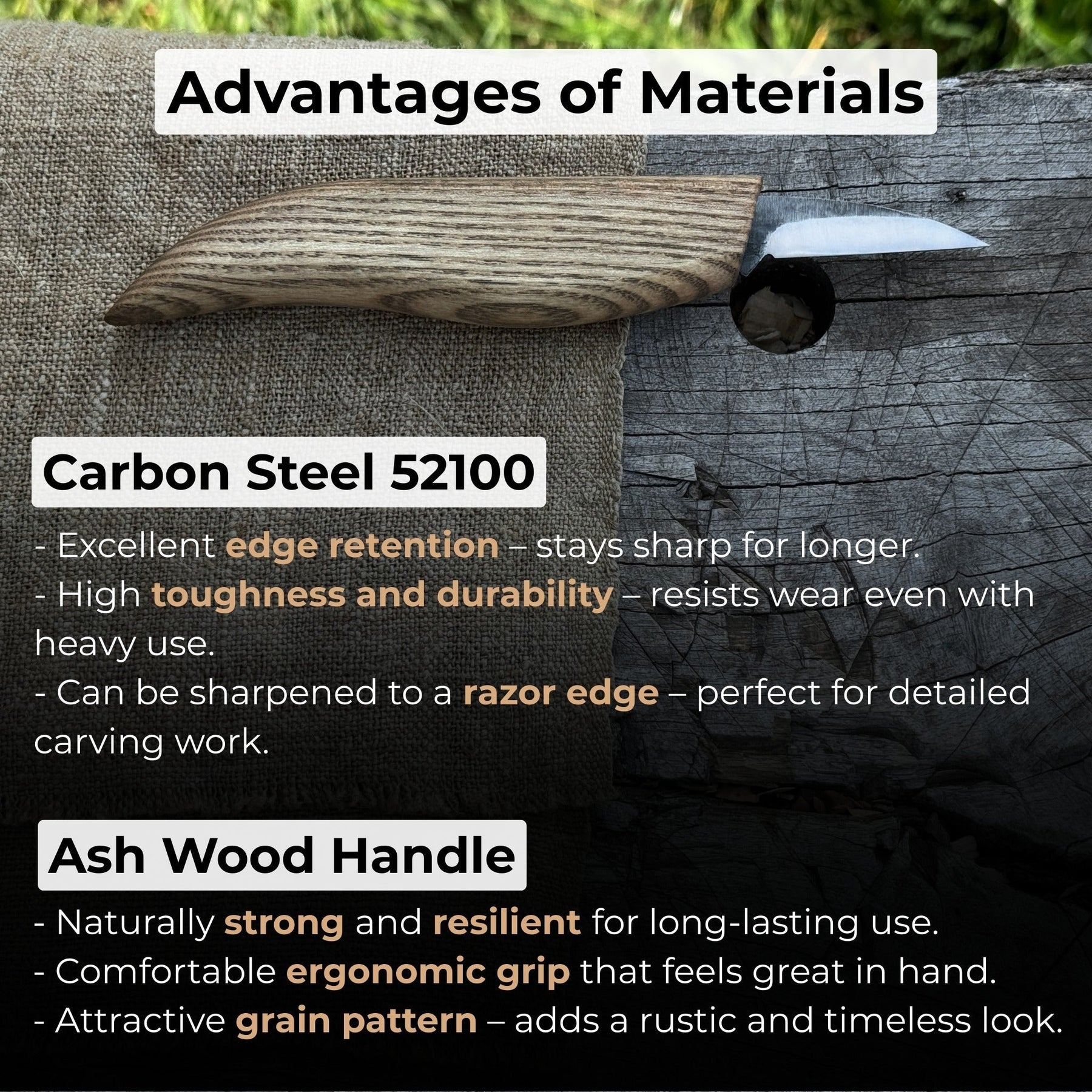 Detail Knife for Wood Carving, 4 cm (1.57 inches) detail view by Sharky Forged Steel Tools