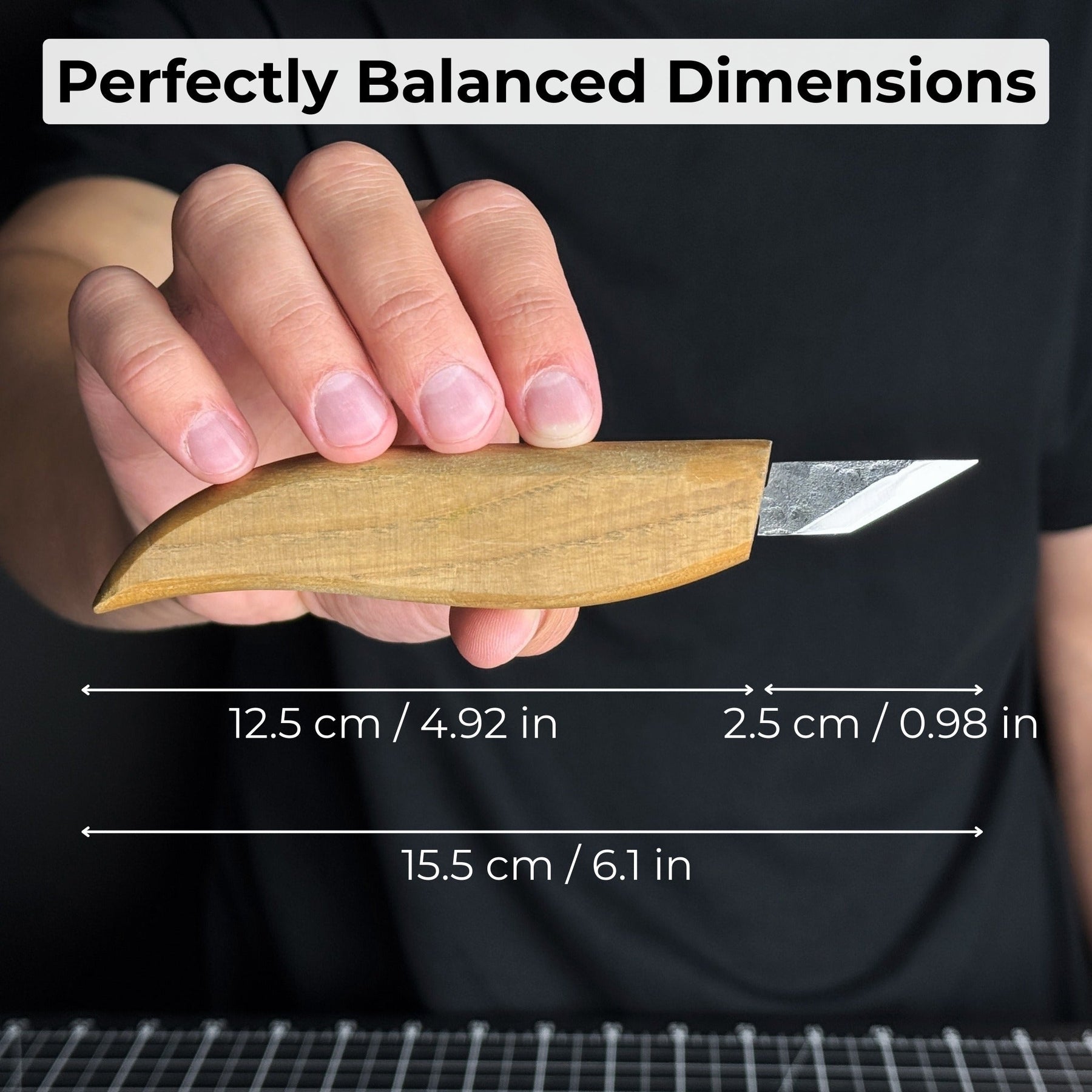 Detail Wood Carving Knife, 2.5 cm (1 inch) detail view by Sharky Forged Steel Tools