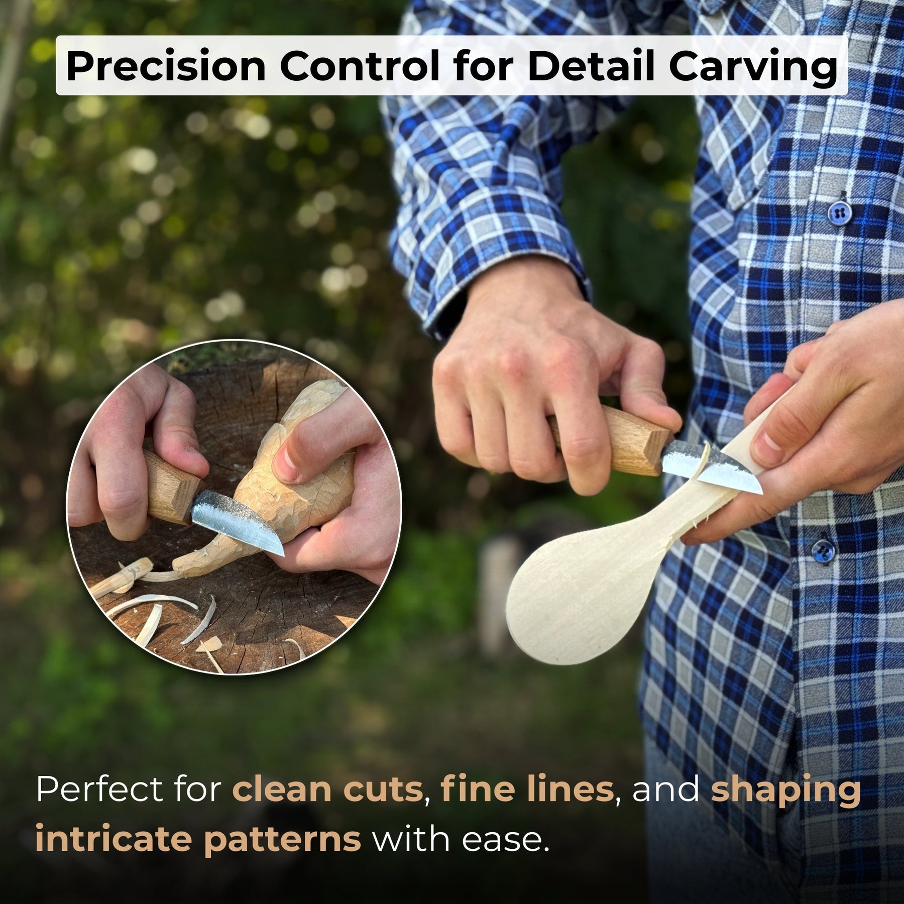 Detail Wood Carving Knife, Blade 5 cm (1.97 inches) detail view by Sharky Forged Steel Tools