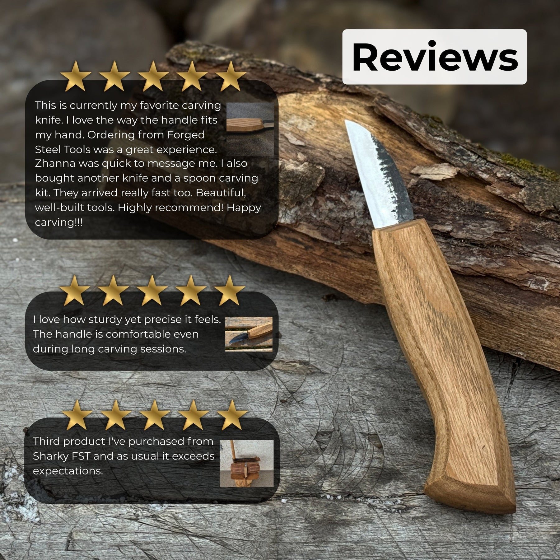 Detail Wood Carving Knife, Blade 5 cm (1.97 inches) detail view by Sharky Forged Steel Tools