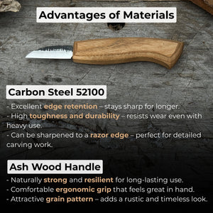 Detail Wood Carving Knife, Blade 5 cm (1.97 inches) detail view by Sharky Forged Steel Tools