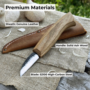 Detail Wood Carving Knife with Leather Sheath, Blade 5 cm (1.97 inches) detail view by Sharky Forged Steel Tools