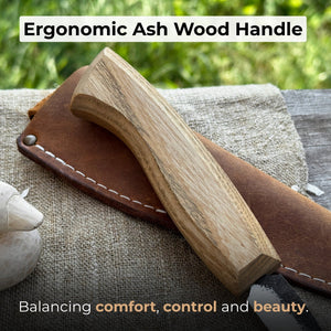 Detail Wood Carving Knife with Leather Sheath, Blade 5 cm (1.97 inches) detail view by Sharky Forged Steel Tools
