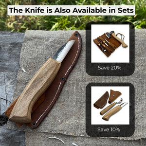 Detail Wood Carving Knife with Leather Sheath, Blade 5 cm (1.97 inches) detail view by Sharky Forged Steel Tools