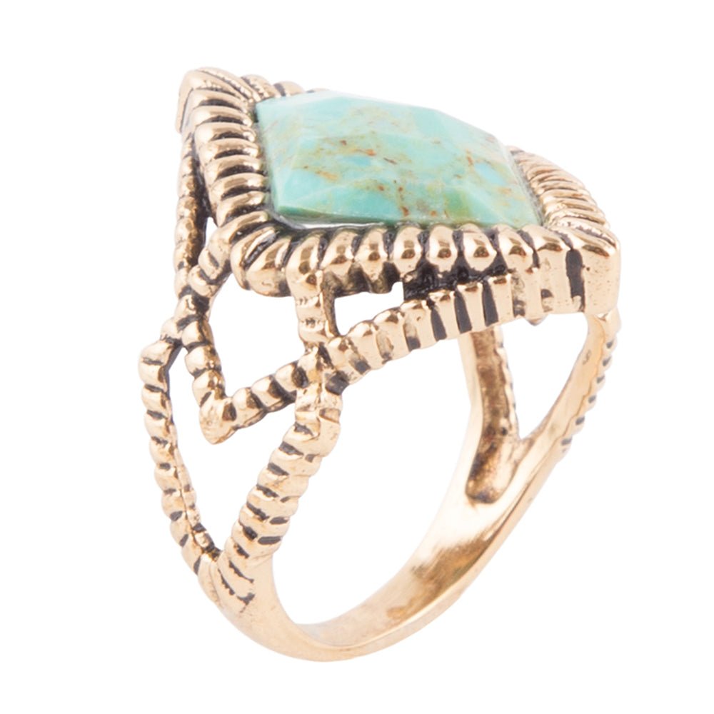 Diamond Days Blue Turquoise and Golden Ring by Barse Jewelry