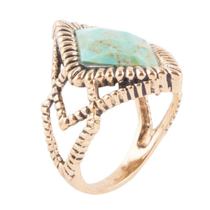 Diamond Days Blue Turquoise and Golden Ring by Barse Jewelry