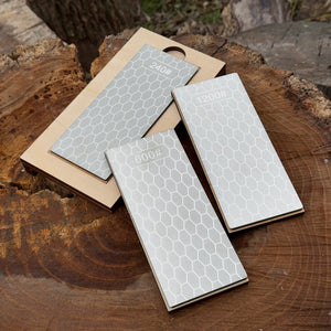 Diamond Sharpening Stone Set with Wooden Stand – 240 / 600 / 1200 Grit