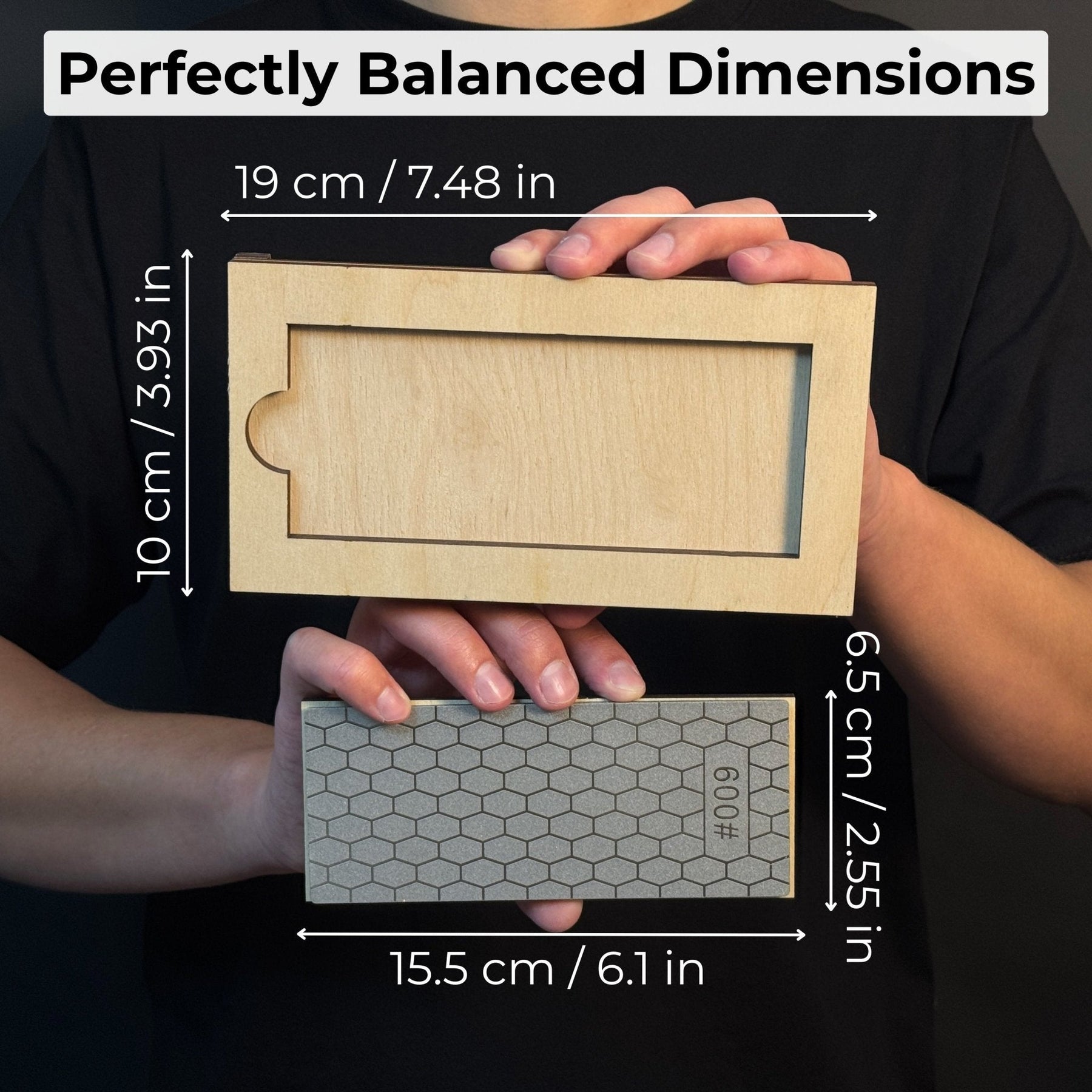 Diamond Sharpening Stone with Wooden Stand – 600 Grit for Knives & Tools detail view by Sharky Forged Steel Tools