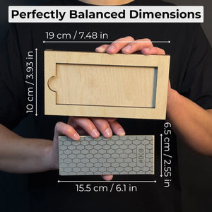 Diamond Sharpening Stone with Wooden Stand – 600 Grit for Knives & Tools detail view by Sharky Forged Steel Tools