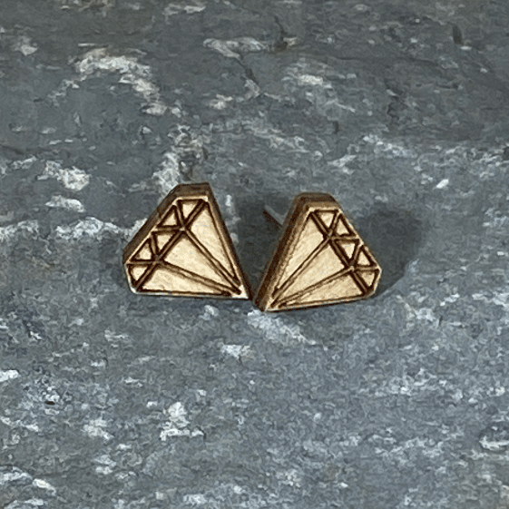 Diamond Wooden Stud Earrings | Minimalist Jewelry by Cate's Concepts, LLC