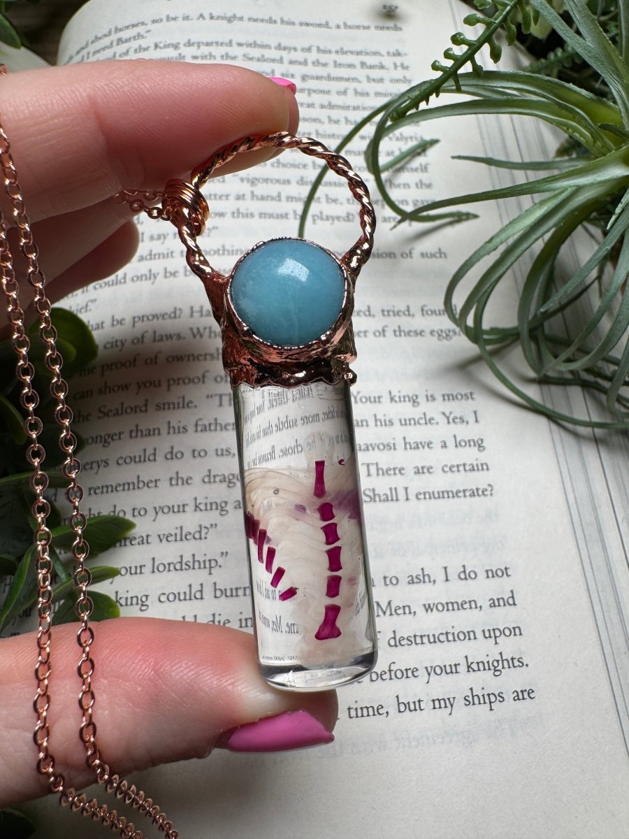 Diaphonized Rat Ribcage and Amazonite Oddity Necklace by Copper Ashes