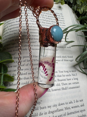 Diaphonized Rat Ribcage and Amazonite Oddity Necklace detail view by Copper Ashes