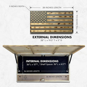 Large American Flag Gun Safe - Quick Access Hidden Gun Safe for Rifles, Shotguns, & Handguns - Gun Concealment Furniture with Magnetic Lock - Gun Self by Bellewood Designs